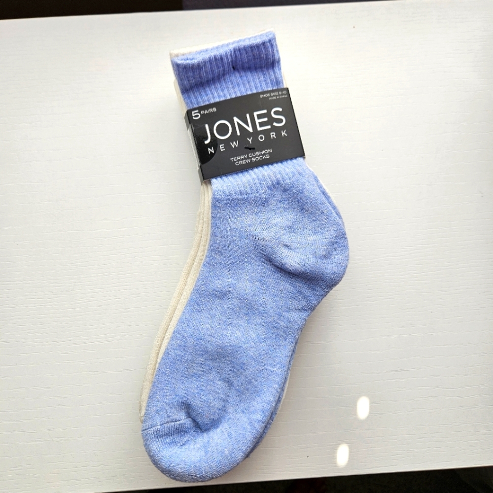 NEW!!! Jones New‎ York Men's Light Blue and Cream Casual Socks, Size 5-10